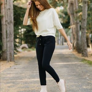 Cream Mesh Lounge Boyfriend Tee